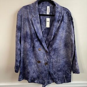 Anthropologie Amadi blue‎ relax fit tie dye blazer jacket size XS